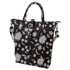 Folk Flowers Print Floral Pattern Ethnic Art Buckle Top Tote Bag by Eskimos