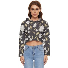 Folk Flowers Print Floral Pattern Ethnic Art Women s Lightweight Cropped Hoodie by Eskimos