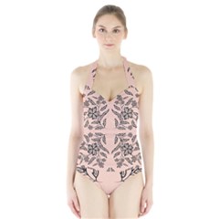 Floral Folk Damask Pattern  Halter Swimsuit by Eskimos