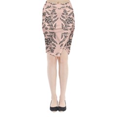 Floral Folk Damask Pattern  Midi Wrap Pencil Skirt by Eskimos