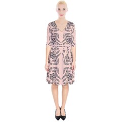 Floral Folk Damask Pattern  Wrap Up Cocktail Dress by Eskimos