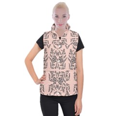 Floral Folk Damask Pattern  Women s Button Up Vest by Eskimos