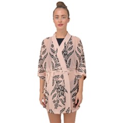 Floral Folk Damask Pattern  Half Sleeve Chiffon Kimono by Eskimos