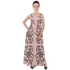 Floral Folk Damask Pattern  Empire Waist Velour Maxi Dress by Eskimos