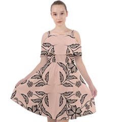 Floral Folk Damask Pattern  Cut Out Shoulders Chiffon Dress by Eskimos