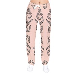 Floral Folk Damask Pattern  Women Velvet Drawstring Pants by Eskimos