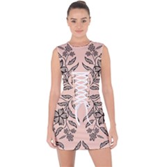 Floral Folk Damask Pattern  Lace Up Front Bodycon Dress by Eskimos