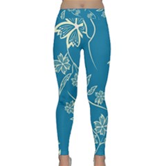 Folk Flowers Print Floral Pattern Ethnic Art Classic Yoga Leggings by Eskimos