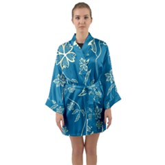 Folk Flowers Print Floral Pattern Ethnic Art Long Sleeve Satin Kimono by Eskimos