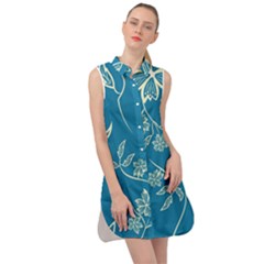 Folk Flowers Print Floral Pattern Ethnic Art Sleeveless Shirt Dress