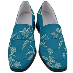 Folk Flowers Print Floral Pattern Ethnic Art Women s Chunky Heel Loafers by Eskimos