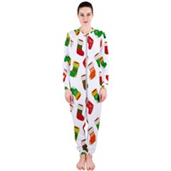 New Year s Multicolored Socks Onepiece Jumpsuit (ladies)  by SychEva