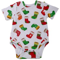 New Year s Multicolored Socks Baby Short Sleeve Onesie Bodysuit by SychEva