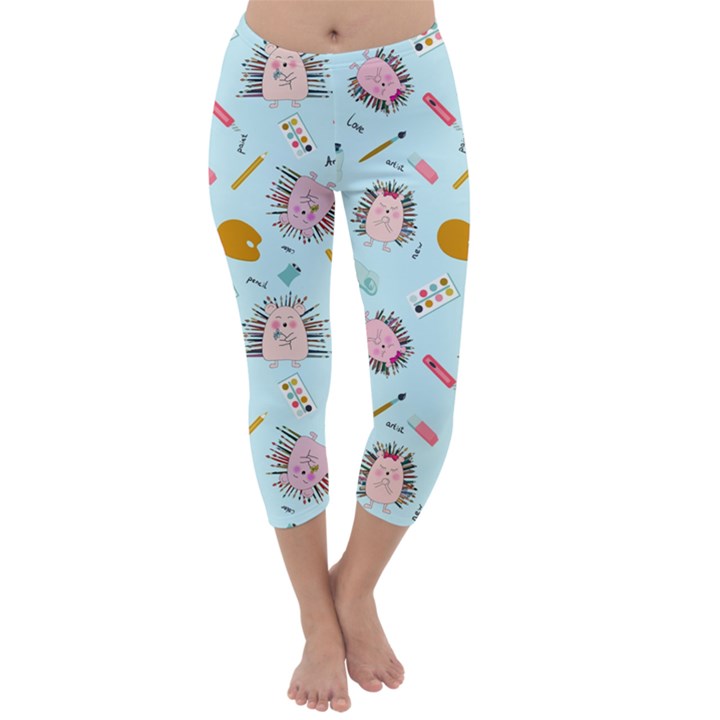 Hedgehogs Artists Capri Winter Leggings 