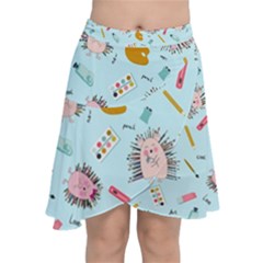 Hedgehogs Artists Chiffon Wrap Front Skirt by SychEva