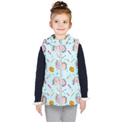 Hedgehogs Artists Kids  Hooded Puffer Vest by SychEva