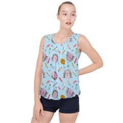 Hedgehogs Artists Bubble Hem Chiffon Tank Top by SychEva