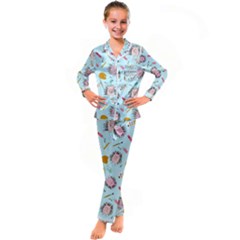 Hedgehogs Artists Kid s Satin Long Sleeve Pajamas Set by SychEva