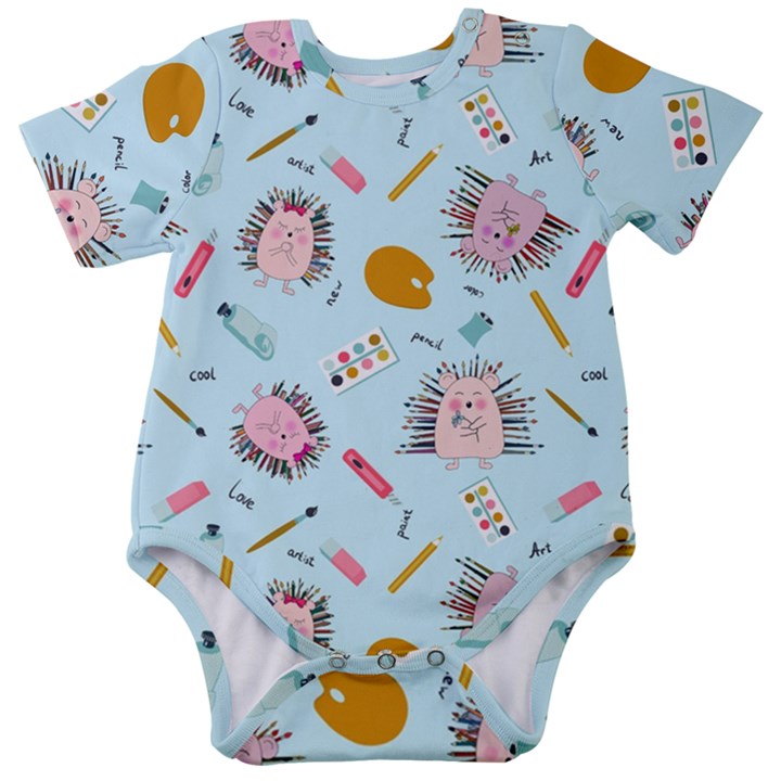 Hedgehogs Artists Baby Short Sleeve Onesie Bodysuit