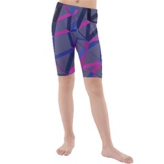 3d Lovely Geo Lines Kids  Mid Length Swim Shorts by Uniqued