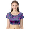 3d Lovely Geo Lines Short Sleeve Crop Top View1