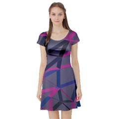 3d Lovely Geo Lines Short Sleeve Skater Dress by Uniqued