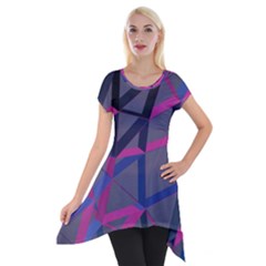 3d Lovely Geo Lines Short Sleeve Side Drop Tunic by Uniqued