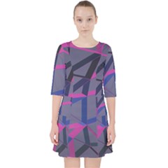 3d Lovely Geo Lines Quarter Sleeve Pocket Dress by Uniqued