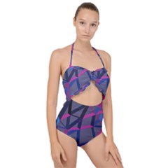 3d Lovely Geo Lines Scallop Top Cut Out Swimsuit by Uniqued