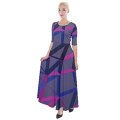 3d Lovely Geo Lines Half Sleeves Maxi Dress by Uniqued