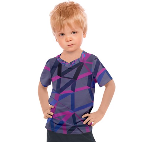 3d Lovely Geo Lines Kids  Sports Tee by Uniqued