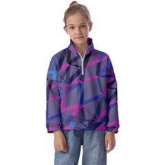 3d Lovely Geo Lines Kids  Half Zip Hoodie by Uniqued