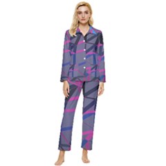 3d Lovely Geo Lines Womens  Long Sleeve Velvet Pocket Pajamas Set by Uniqued