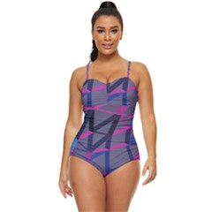 3d Lovely Geo Lines Retro Full Coverage Swimsuit