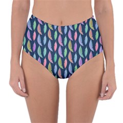 Colorful Feathers Reversible High-waist Bikini Bottoms by SychEva