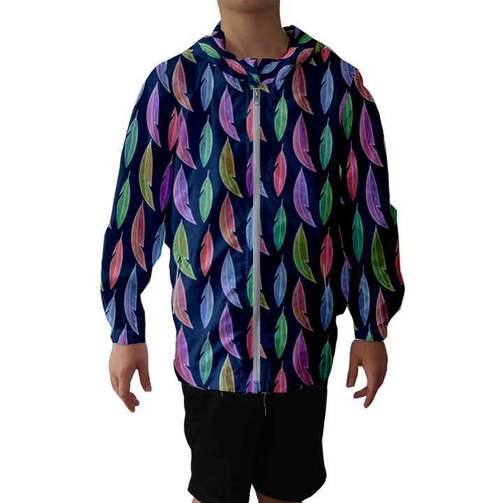 Colorful Feathers Kids  Hooded Windbreaker