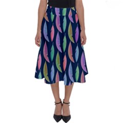 Colorful Feathers Perfect Length Midi Skirt by SychEva