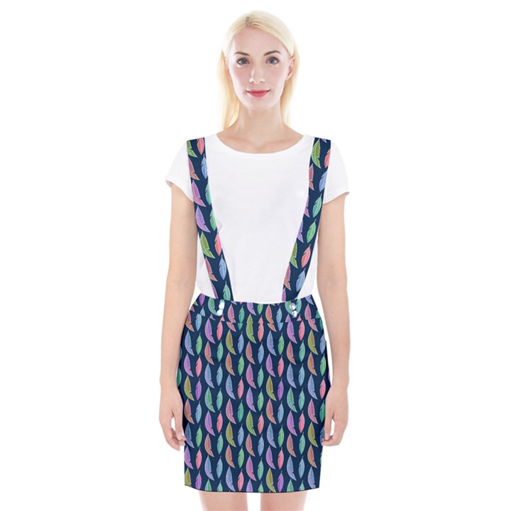 Colorful Feathers Braces Suspender Skirt