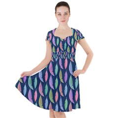 Colorful Feathers Cap Sleeve Midi Dress by SychEva