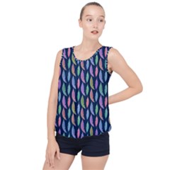 Colorful Feathers Bubble Hem Chiffon Tank Top by SychEva