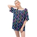 Colorful Feathers Oversized Chiffon Top View1