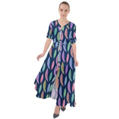 Colorful Feathers Waist Tie Boho Maxi Dress by SychEva