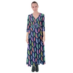 Colorful Feathers Button Up Maxi Dress by SychEva