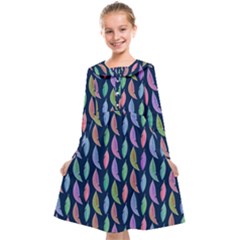 Colorful Feathers Kids  Midi Sailor Dress by SychEva