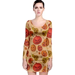 Pumpkin Muzzles Long Sleeve Bodycon Dress by SychEva