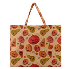 Pumpkin Muzzles Zipper Large Tote Bag by SychEva