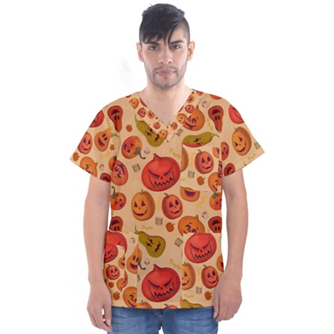 Pumpkin Muzzles Men s V-neck Scrub Top by SychEva