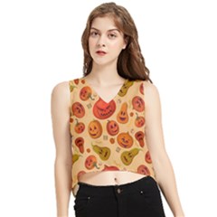 Pumpkin Muzzles V-neck Cropped Tank Top by SychEva