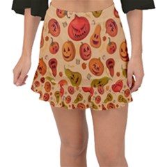 Pumpkin Muzzles Fishtail Mini Chiffon Skirt by SychEva