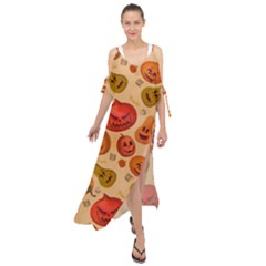 Pumpkin Muzzles Maxi Chiffon Cover Up Dress by SychEva